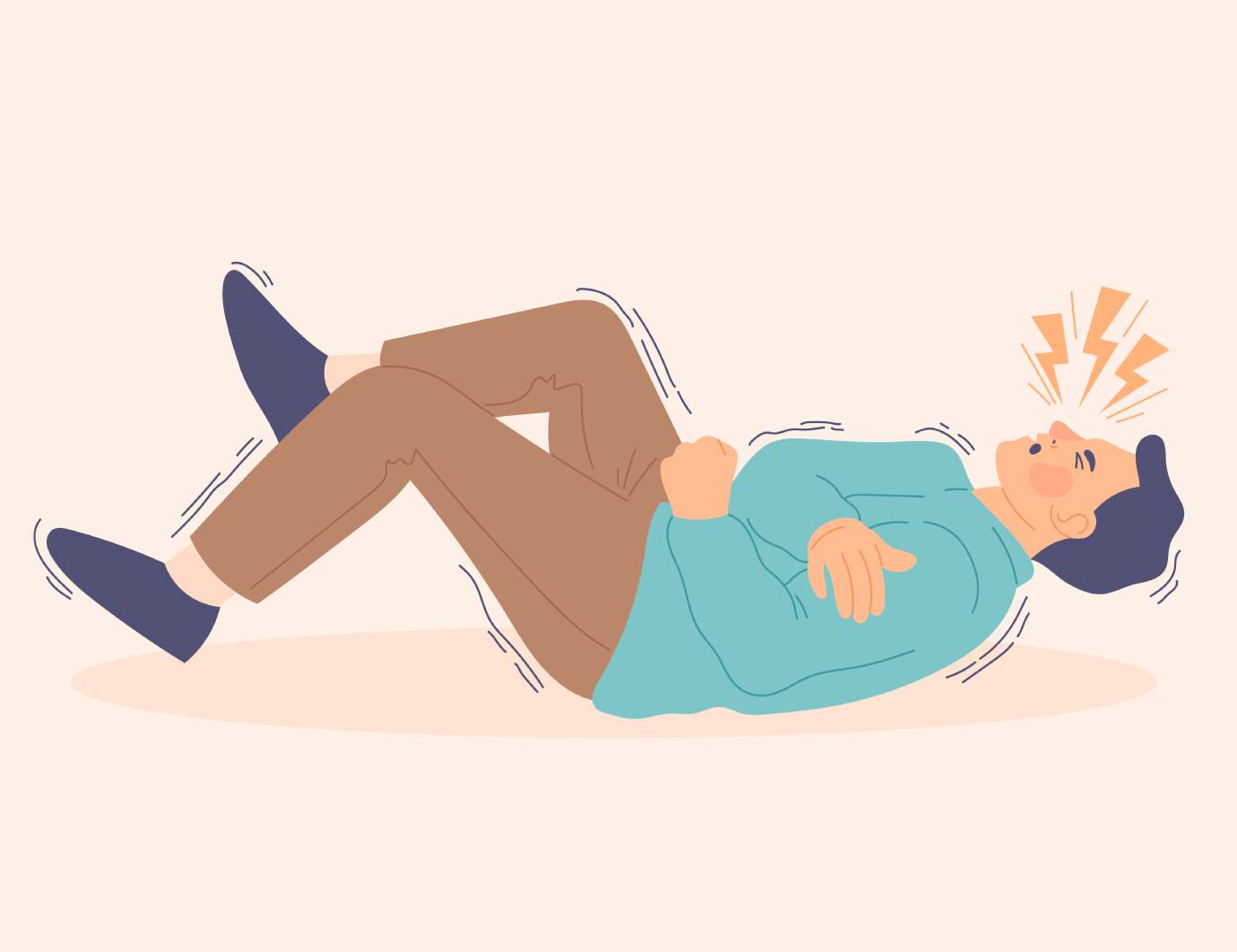 Ilustração médica de síncope com queda de pressão e desmaio